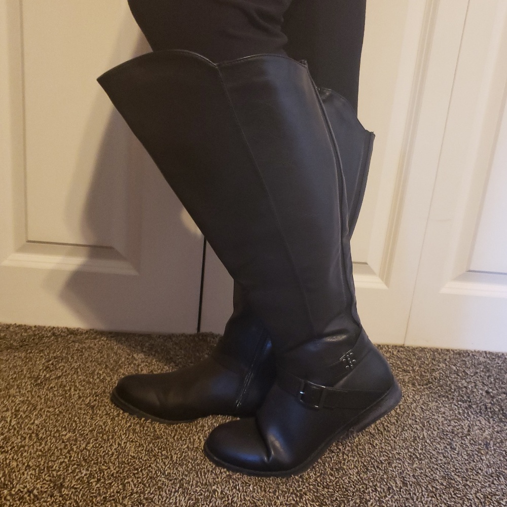 Maurices Black Wide Calf Knee High Boots